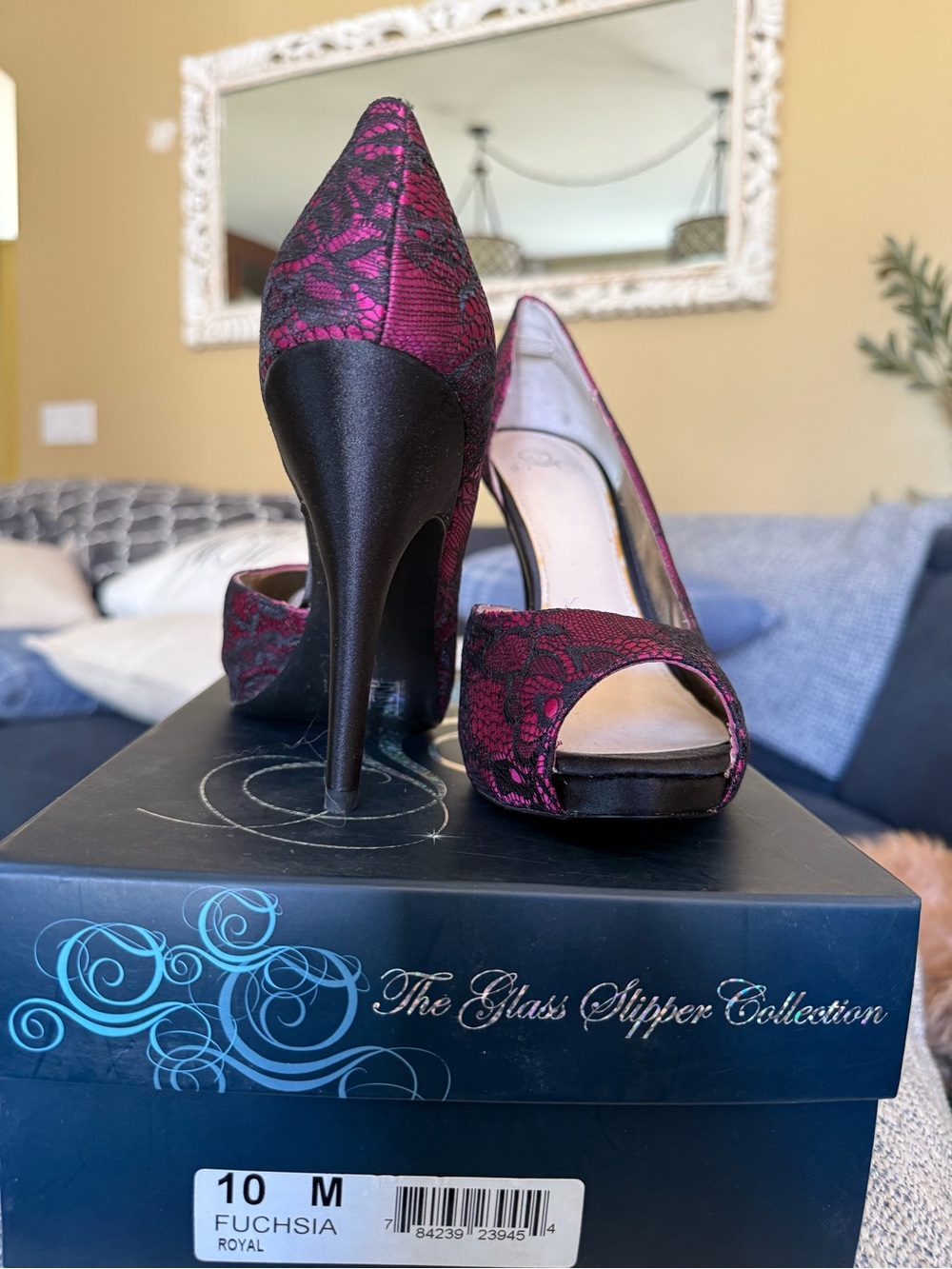 Disney Fuchsia Lace Peep-Toe Pumps